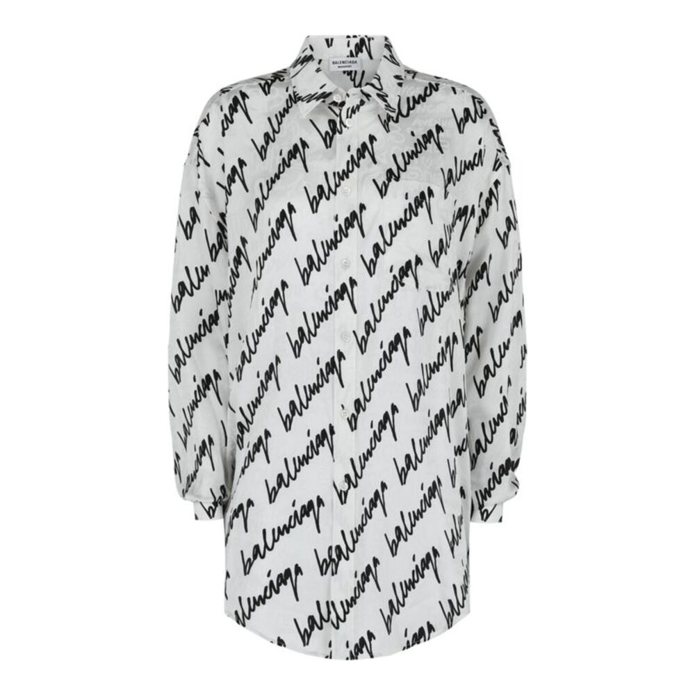 Balenciaga Scribble Fluid Jacquard Silk Blouse Multi Womens